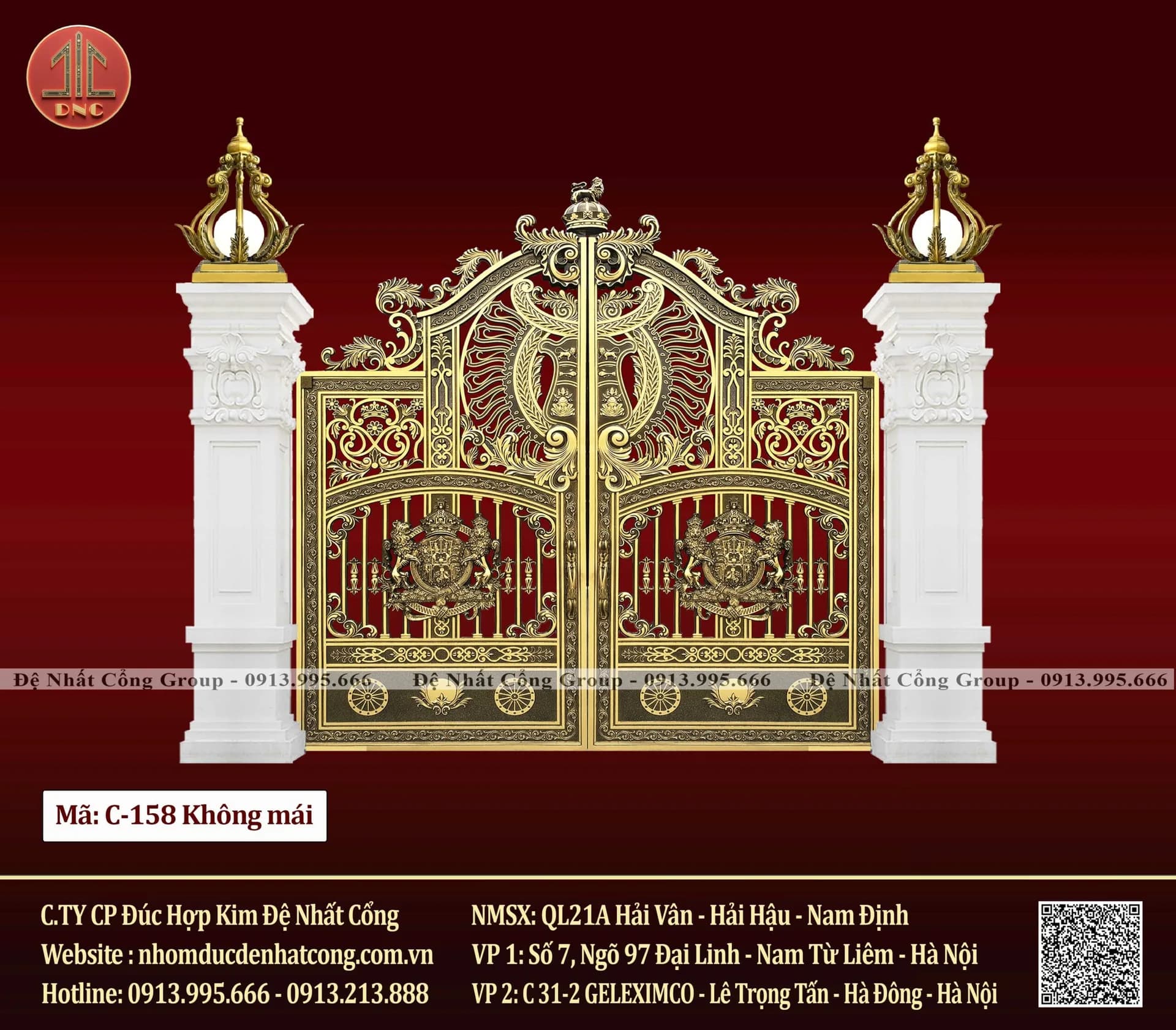 10+ Mẫu Cổng Nhôm Đúc Buckingham - Sư Tử Ôm Vương Miện Mới Nhất