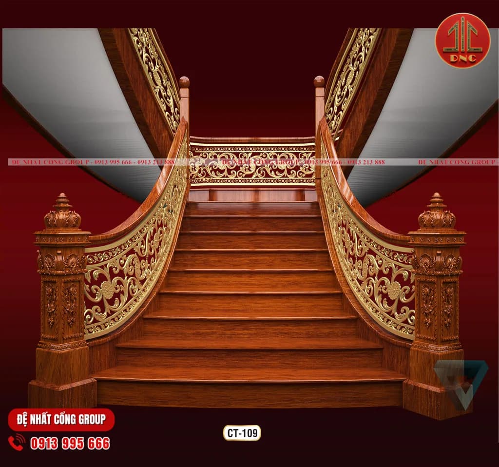 Mẫu Cầu Thang Nhôm Đúc Sang Trọng Cho Biệt Thự