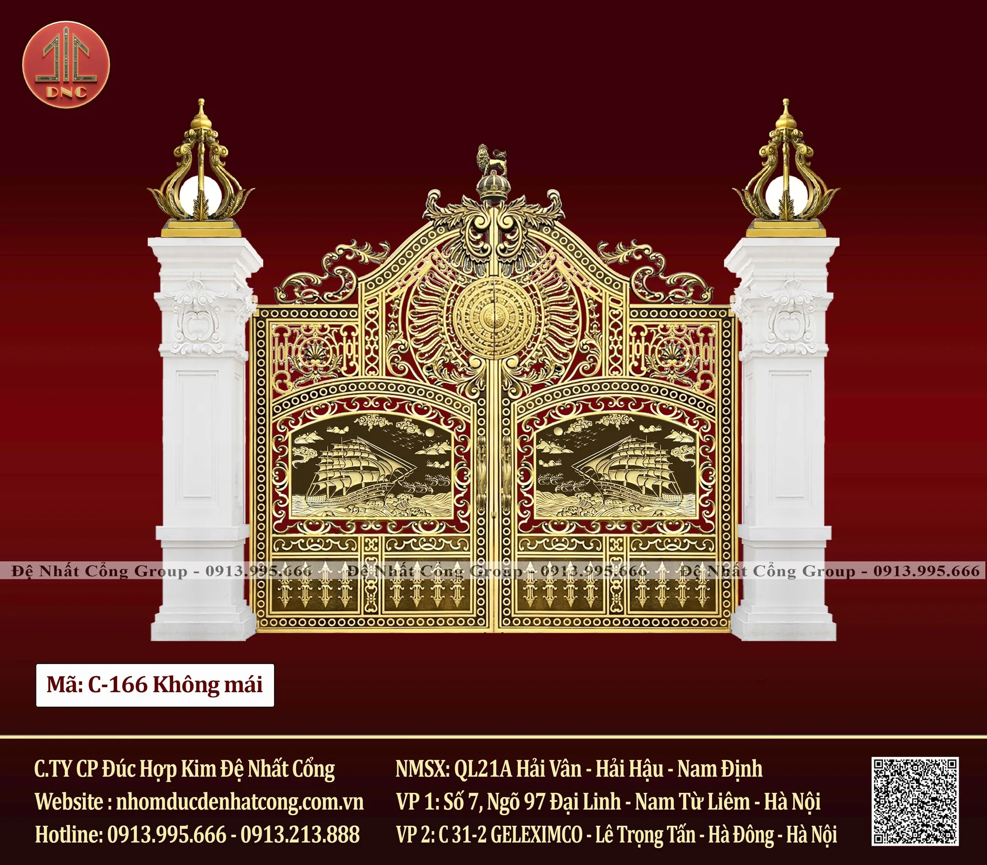 Cổng nhôm đúc họa tiết thuận buồm xuôi gió