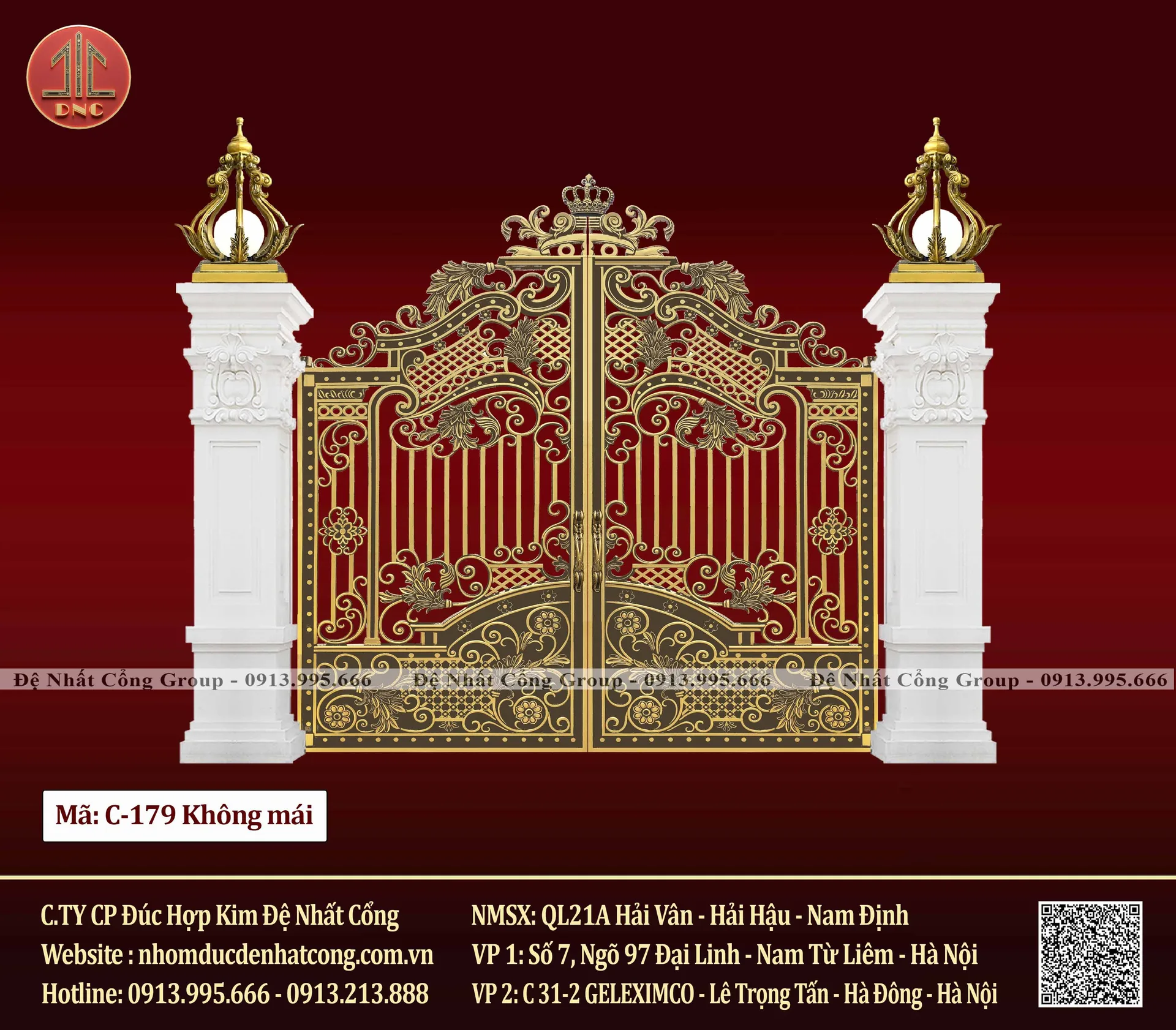 Cổng nhôm đúc hoa lá tây